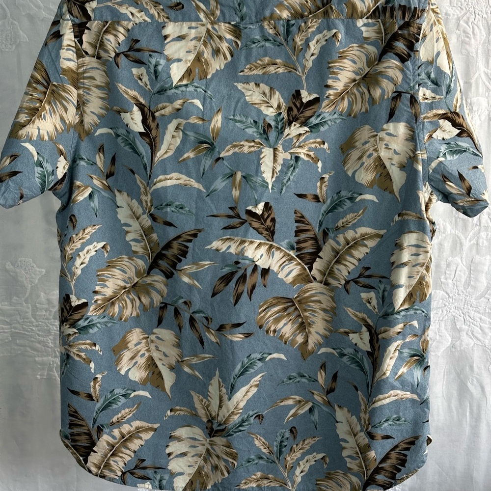 Denim & Flower Ricky Singh Blue Tropical Leaf Button Up Shirt Men’s XL - Picture 13 of 15